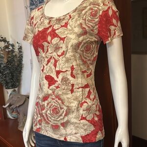 NWT Style&Co size small Floral Red and Beige Women's Top
